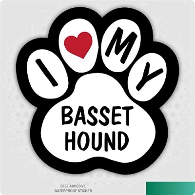 Image of Landing Designs I Love My Basset Hound Dog Vinyl Car Van Decal Sticker Pet Lover