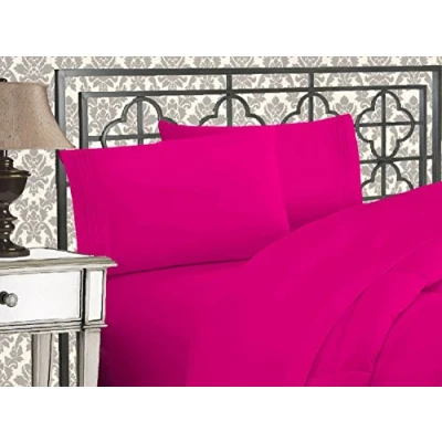 Image of Elegant Comfort Luxurious 1500 Thread Count Egyptian Quality Three Line Embroidered Softest Premium Hotel 4 Piece Bed Sheet Set, Wrinkle and Fade Resistant, California King, Dusty Rose