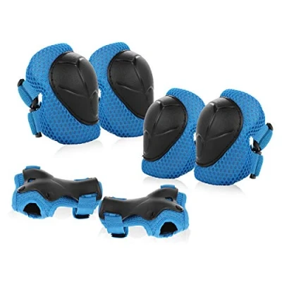 Image of Jim&#039;s Store Kids Skate Pads 6pcs Adjustable Knee Elbow Wrist Protective Gear Set for Cycling Roller Skating Scooter (Black)