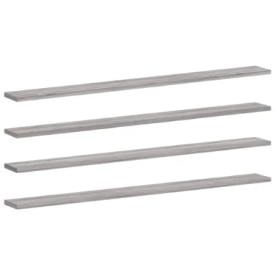 Image of vidaXL Wall Mounted Floating Shelves 4 pcs Grey Sonoma Engineered Wood for Decors &amp; Books, 100x10x1.5 cm Living Room Office