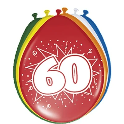 Image of Folat 60 Years Balloons for Party Decoration Multicolor 12In / 30cm 8 pieces
