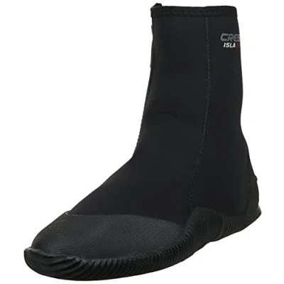 Image of Cressi Unisex Isla Neoprene 5mm Diving Boots, Black With Blue Logo, S EU 38 39 UK 5.5 6.5