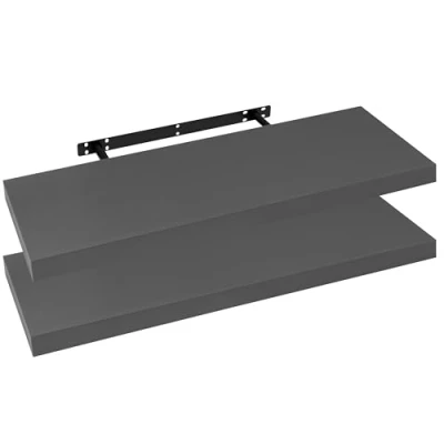 Image of WOLTU RG9369dgr 2 Wall Shelves, Bookshelf for Decorative Made of MDF Wood, Set Hanging Dark Grey, 70 x 23 3.8 cm