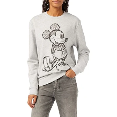 Image of Disney Women&#039;s Mickey Mouse Sketch Sweatshirt, Grey, X Large