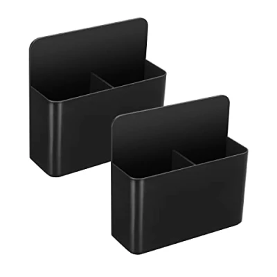 Image of 2 Packs Black Magnetic Marker Holder for Whiteboards / Fridge Refrigerator, Pen Dry Erase Tray with Anisotropic Magnet Backing