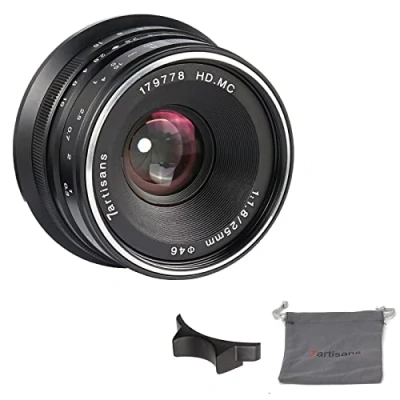 Image of 7artisans 25mm F1.8 APS C Manual Fixed Lens for Fuji Cameras X A1 A10 A2,X A3 AT M1 XM2 T1 T10 T2 T20 Pro1 Pro2 E1 E2 E2s (Black)