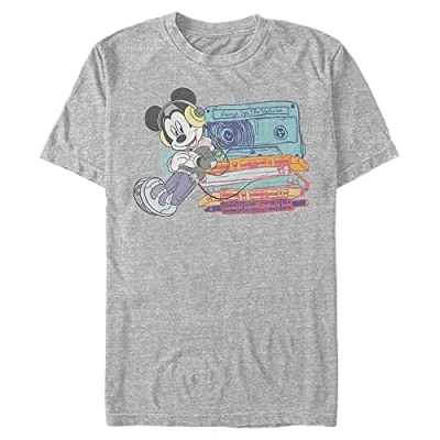 Image of Disney Classic Mickey Tapes Organic Short Sleeve T Shirt, Melange Grey, S