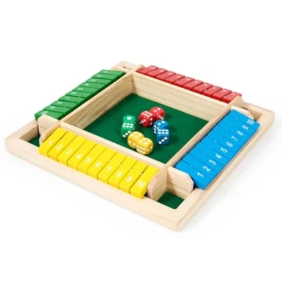 Image of HOXSNII Shut The Box Board Game 4 Player,Wooden Games Classic Shut,Wooden Table Math Number Game, Dice for Kids, Educational Kids and Adults