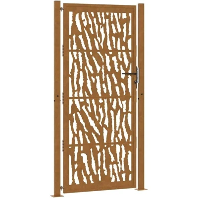 Image of vidaXL Garden Gate 105x205 cm Weathering Steel Trace Design