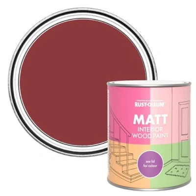Image of Rust Oleum Red Interior Wood Paint in Matt Finish Empire 750ml