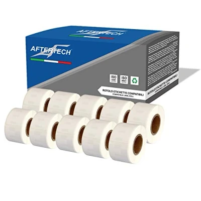Image of Aftertech 10x 99010 28 x 89 mm Compatible Adhesive Labels Rolls (130 Labels/Roll = 1300 Total) for Dymo LabelWriter Seiko SLP Printer Labeling Machines S0722370 10