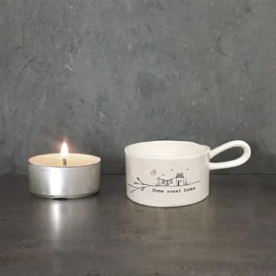 Image of East of India Home Sweet Handled Porcelain Tea Light Holder