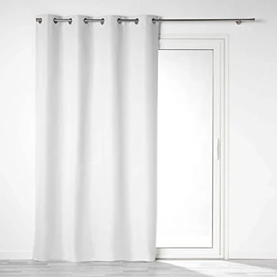 Image of Douceur d&#039;Intérieur, Eyelet Curtain 140 x 260 cm Dark White 100% Opaque Microfibre