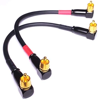 Image of CESS 137 6i Right Angle RCA to Preamp Jumpers Male Patch Cable, 2 Pack (6 Inches)