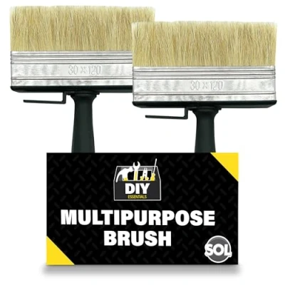 Image of 2Pcs Fence Paint Brushes, Block Brush Set, Decking Brush, Shed and Masonry Wallpaper Large for Maintenance, Repair Home Improvement