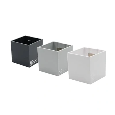 Image of KalaMitica Set of 3 Magnetic Cubes 6.5 cm Gunmetal, Ice, White Storage Boxes or Plant Pot Holders with Powerful Magnet for Wall Boards