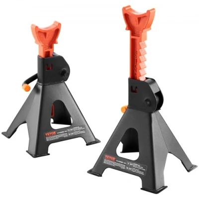 Image of VEVOR Jack Stands, 3 Ton (6,000 lbs) Capacity Car 10.8 16.3 inch Adjustable Height, for lifting SUV, Pickup Truck, and UTV/ATV, Red, 1 Pair
