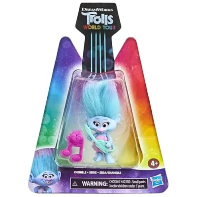 Image of DREAMWORKS TROLLS World Tour Miniature Toy Figure with Musical Instrument Accessory Chenille