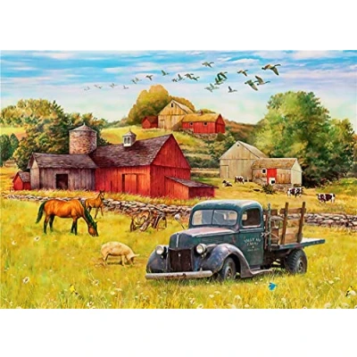 Image of Amiiba DIY Paint by Numbers Kits, Farmhouse Animals Truck Country Scene 16x20 inch Acrylic Painting Number Wall Art Crafts (Farmhouse, Without Frame)