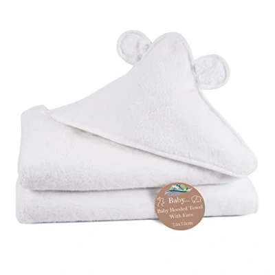 Image of Super Soft Zero Twist 100% Cotton Hooded Baby Towel with Ears, 75cm x for Newborns Highly Durable