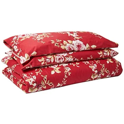 Image of Catherine Lansfield Canterbury Check Duvet Cover Set Modern 240x260x1 cm red