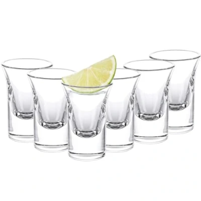 Image of ASelected Shot Glasses 30ml Heavy Base Set of 6 Stackable Coloured Glass Reusable Clear for Vodka, Tequila, Whisky Multicoloured