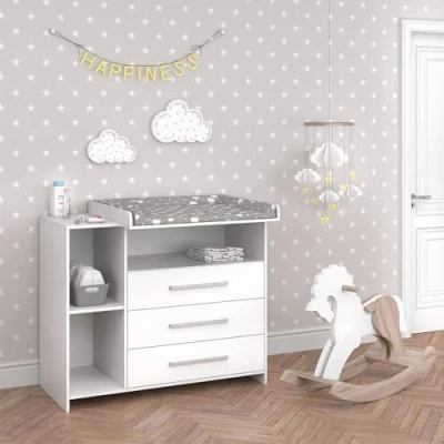 Image of Vicco Changing dresser Oskar, White, 113 x 100 cm with drawers