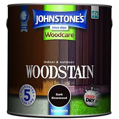 Image of Johnstone&#039;s Woodcare Indoor and Outdoor Woodstain Dark Rosewood 2.5L