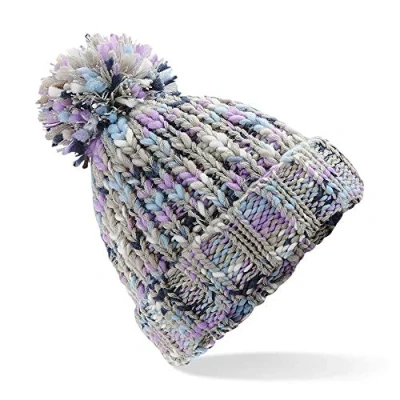 Image of ASVP Shop Corkscrew Cable Knitted Bobble Hat Plain Mens Womens Beanie Warm Winter Pom Wooly Cap (Lavender Twist)