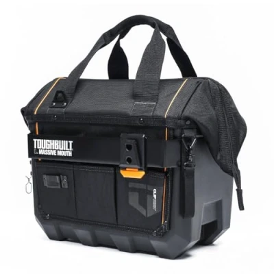 Image of ToughBuilt Large Massive Mouth 16 Tool Bag Pro Grade Quality Construction TB CT 62 16A, Black, In Waterproof Base