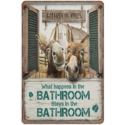 Image of Funny Retro Tin Sign,Funny Bathroom Canvas Wall Art Donkey Picture Print Toilet Decor,Cute Hanging,Funny Donkey,Vintage Sign Gift 6x8 Inch