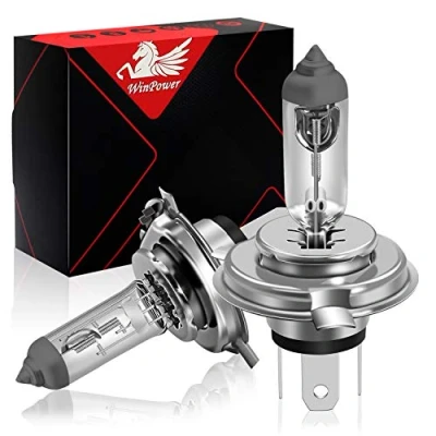 Image of WinPower H4 P43t 60/55W Halogen Headlight Replacement Bulbs High/Low Beam 3000K Yellow Super Bright 12V Car Motorcycle Use, 2 Pieces