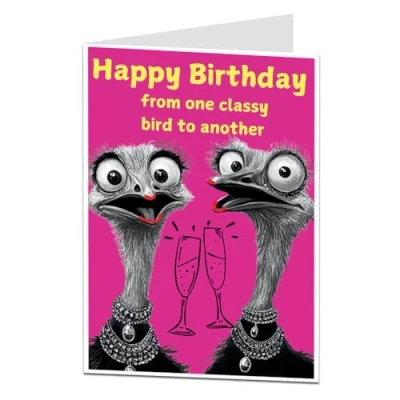 Image of Friend Birthday Card Female Funny From One Classy Bird To Another For Bestie Woman