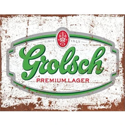 Image of Vintage Retro Man Cave Bar Pub Shed Novelty Gift Aluminium Metal Tin Wall Décor Sign Grolsch Dutch Beer Lager Drink inspired Advert