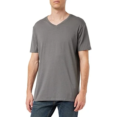 Image of GILDAN Men&#039;s Soft Style V neck T Shirt, Grey (Charcoal), L UK