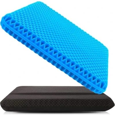 Image of Spring.Rd Gel Seat Cushion, Double Thick Large Breathable Honeycomb Design Cool Cushion with Washable Cover for Office Chair Car Wheelchair,Pressure Relief Back Tailbone Pain