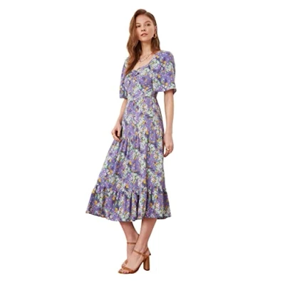 Image of Trendyol Woman Midi A line Regular fit Woven Dress Purple