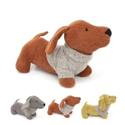 Image of Dachshund Dog Doorstop Puppy Shaped Door Stop Sausage with Jumper Animal Decorative Weighted Stopper Colour Varies One Supplied
