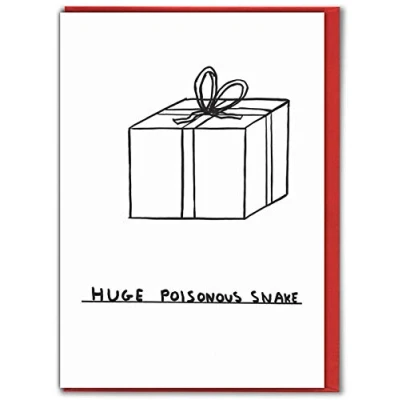 Image of Brainbox Candy Official David Shrigley Funny Xmas Cards For Him Christmas &#039;Huge Poisonous Snake Xmas&#039; Friends Mates Her Boyfriend Girlfriend Partner