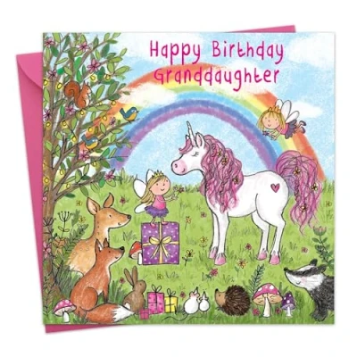 Image of Twizler Happy Birthday Card for Granddaughter with Magical Unicorn Childrens Girls Gifts