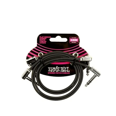 Image of Ernie Ball 24&quot; Flat Ribbon Stereo Patch Cable 2 Pack Black