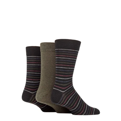 Image of Mens 3 Pair SOCKSHOP TORE 100% Recycled Multi Stripe Cotton Socks Black 7 11
