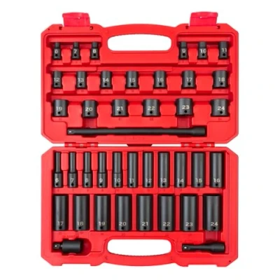 Image of TEKTON 3/8 Inch Drive 6 Point Impact Socket Set, 41 Piece (6 24 mm) SID91401