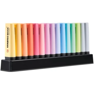 Image of Highlighter STABILO BOSS ORIGINAL Pastel Deskset of 15 Assorted Colours
