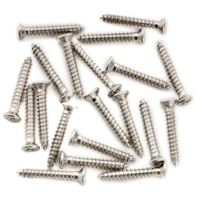 Image of Musiclily Ultra Metric M2.6x16mm Stainless Steel Neck Humbucker Mounting Ring Screws Phillips Flat Head Countersunk for Electric Guitar, Nickel (Set of 20)