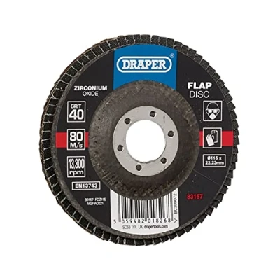 Image of Draper Zirconium Oxide Flap Disc, 115 x 22.23mm, 40 Grit