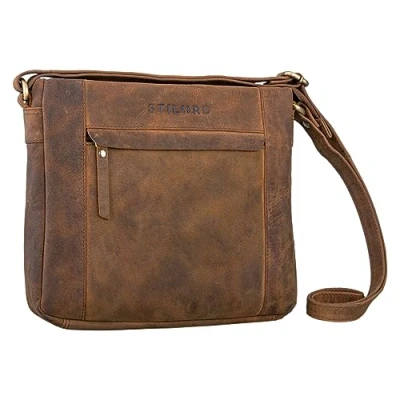 Image of STILORD &#039;Terra&#039; Leather Crossbody Bag for Women Classic Vintage Evening Ladies Shoulder Elegant Saddle Handbag Real Leather, Colour:vinto Brown