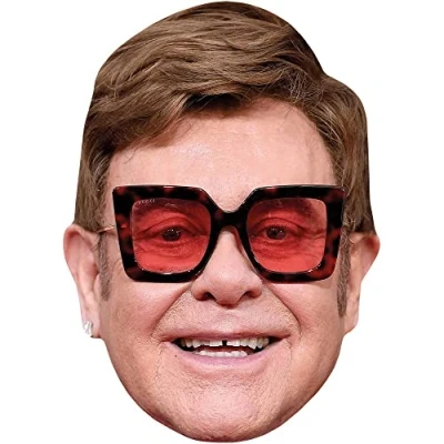 Image of Elton John (Square Glasses) Celebrity Mask, Flat Card Face, Fancy Dress Mask