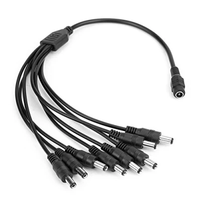 Image of DC 1 Female to 8 Male CCTV Camera Cable Splitter 5.5x2.1mm Y Adapter for Security Cameras and LED Strip Lights