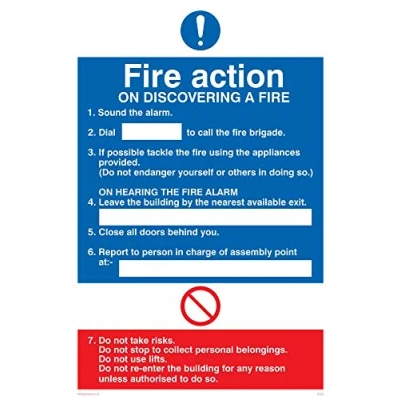 Image of Viking Signs MF325 A4P 3M &quot;Fire Action On Discovering A Fire&quot; Sign, Plastic, 3 mm Rigid, 300 H x 200 W